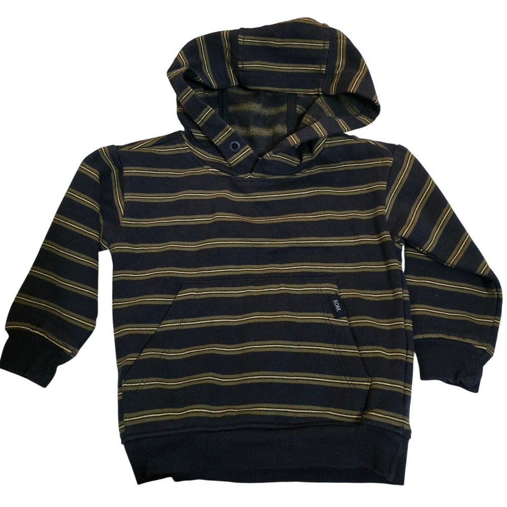 Novogratz Kids Striped Hoodie Navy Blue Olive Green 12M Sweatshirt